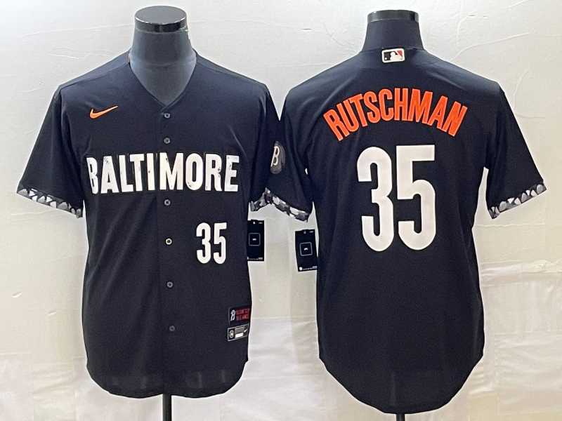 Men%27s Baltimore Orioles #35 Adley Rutschman Number Black 2023 City Connect Cool Base Stitched Jerseys->baltimore orioles->MLB Jersey